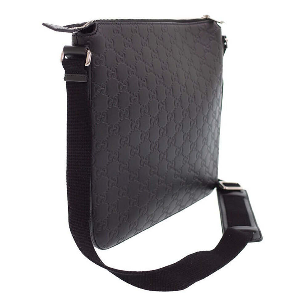 Gucci Messenger Crossbody ssima Black Signature Bag Leather